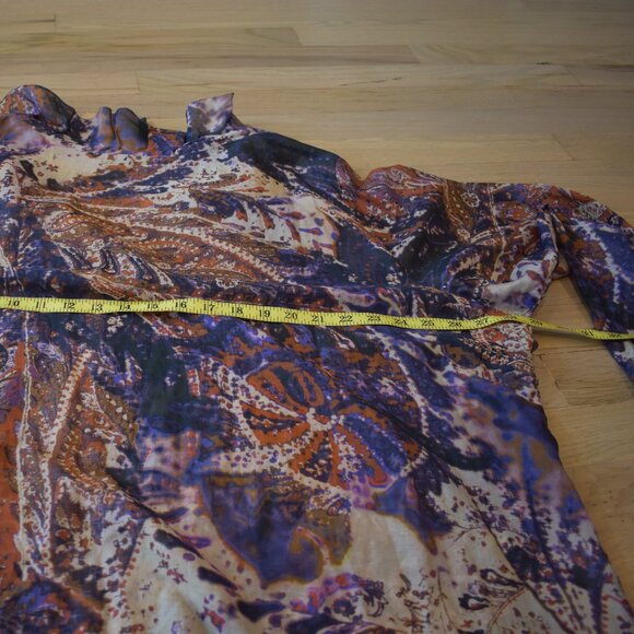 Elie Tahari Multi Color Paisley Long Sleeve Top - Picture 8 of 10